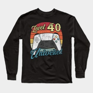 Video Gamer 40th Birthday Decoration Level 40 Long Sleeve T-Shirt